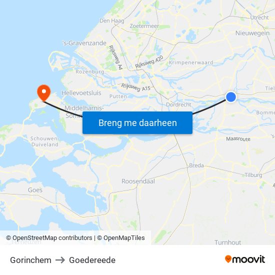 Gorinchem to Goedereede map