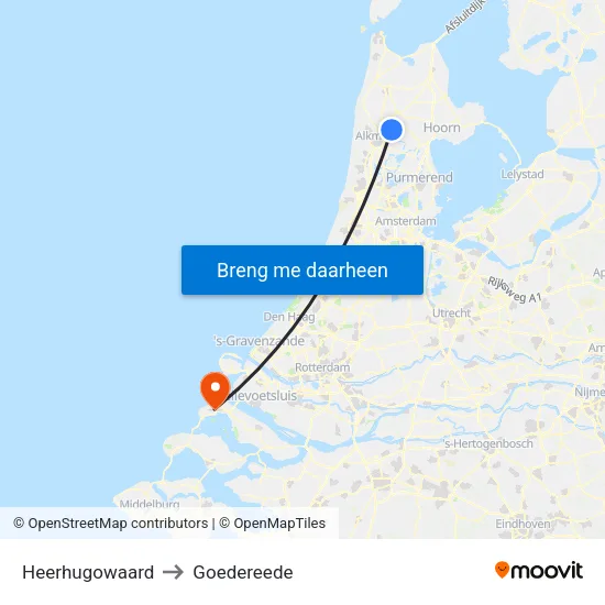 Heerhugowaard to Goedereede map
