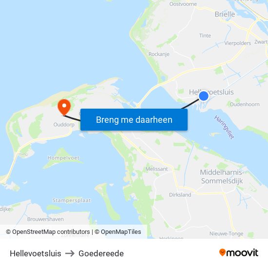 Hellevoetsluis to Goedereede map