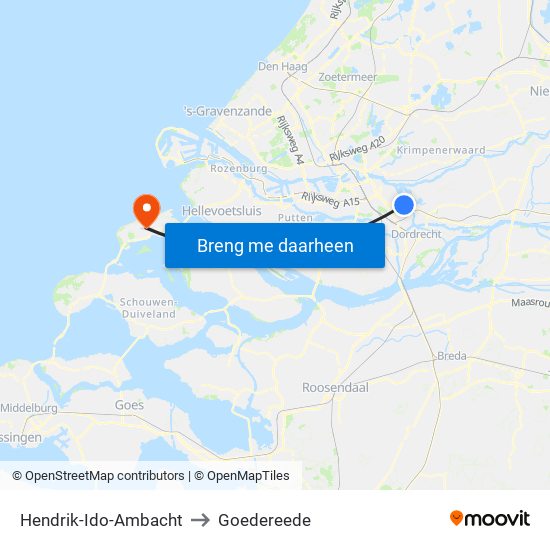 Hendrik-Ido-Ambacht to Goedereede map