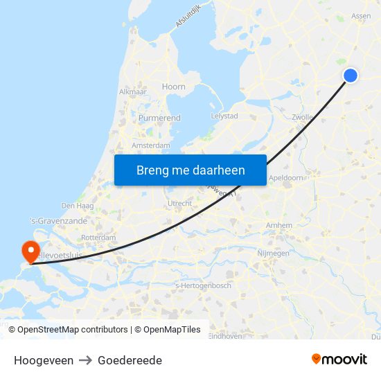 Hoogeveen to Goedereede map