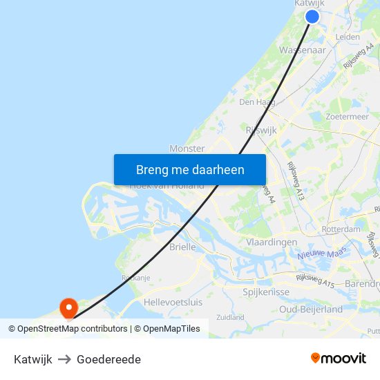 Katwijk to Goedereede map