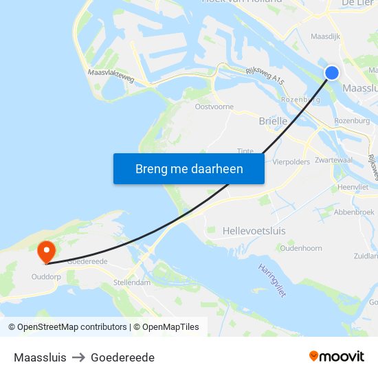 Maassluis to Goedereede map