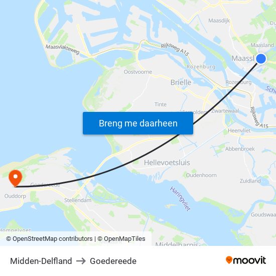 Midden-Delfland to Goedereede map