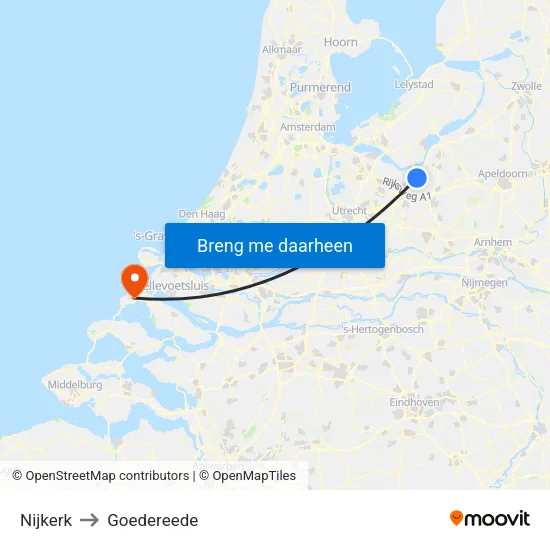 Nijkerk to Goedereede map