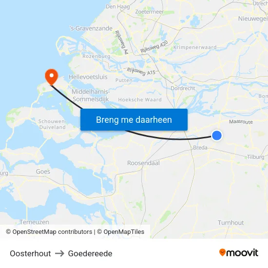 Oosterhout to Goedereede map