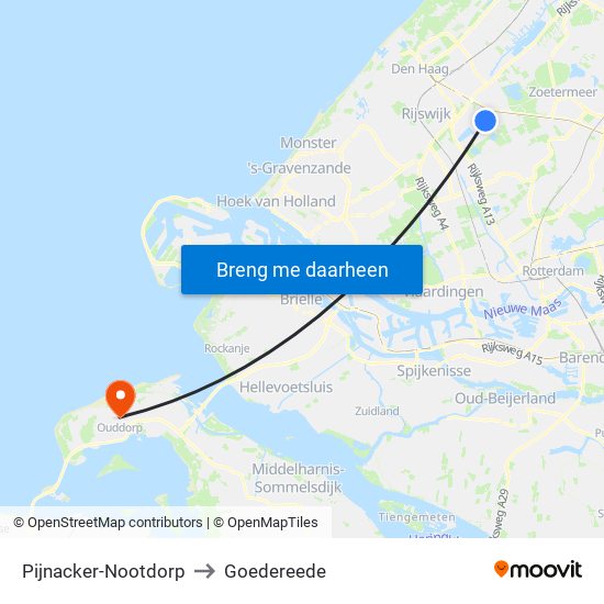 Pijnacker-Nootdorp to Goedereede map