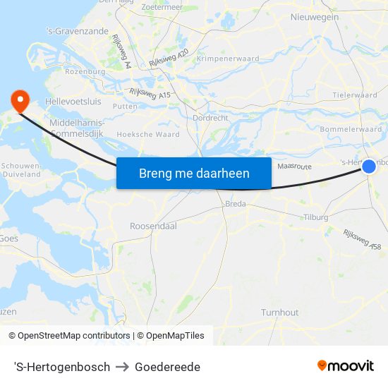 'S-Hertogenbosch to Goedereede map
