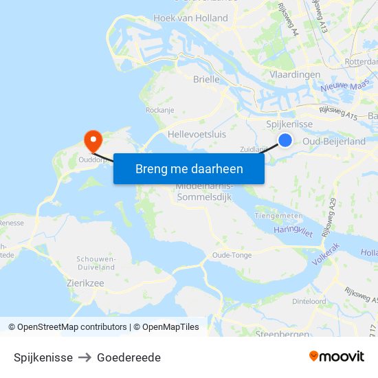 Spijkenisse to Goedereede map