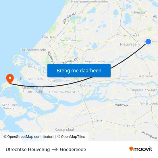 Utrechtse Heuvelrug to Goedereede map