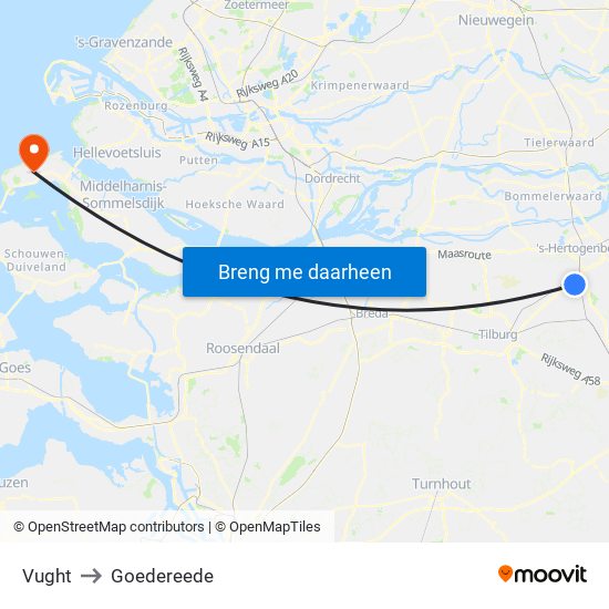 Vught to Goedereede map