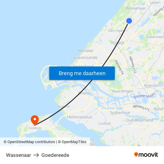Wassenaar to Goedereede map