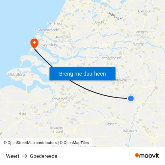 Weert to Goedereede map
