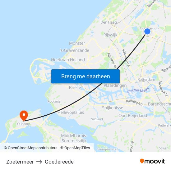 Zoetermeer to Goedereede map