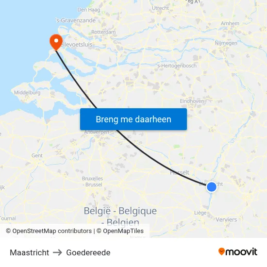 Maastricht to Goedereede map