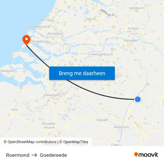 Roermond to Goedereede map