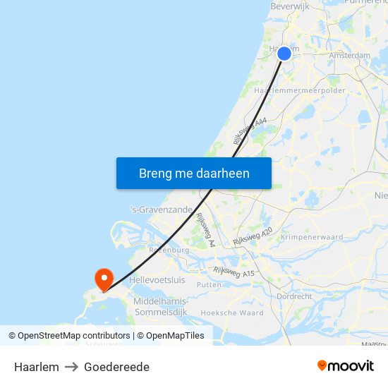 Haarlem to Goedereede map