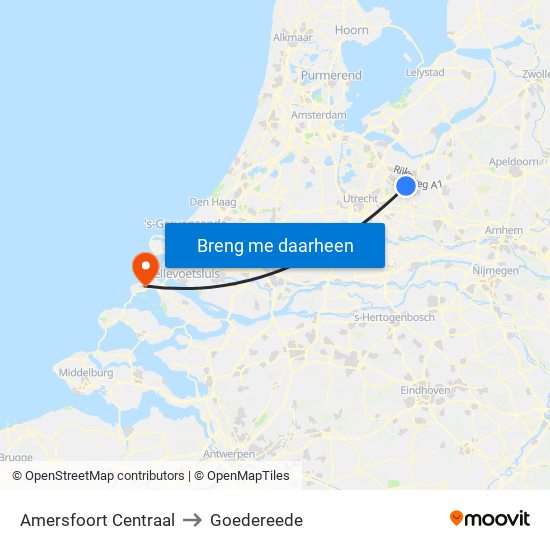 Amersfoort Centraal to Goedereede map