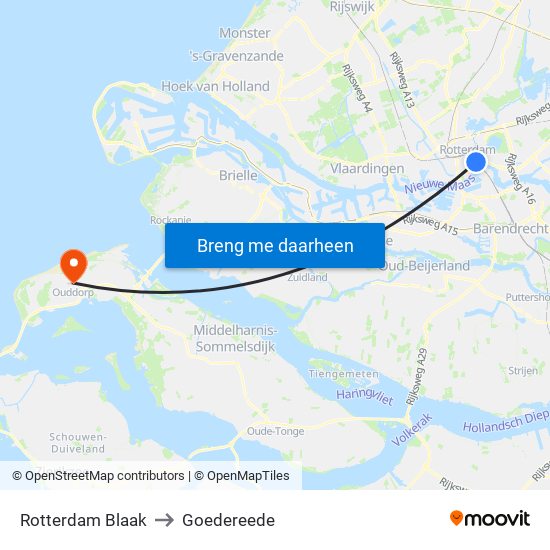 Rotterdam Blaak to Goedereede map