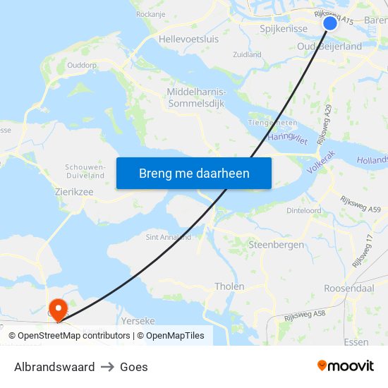 Albrandswaard to Goes map