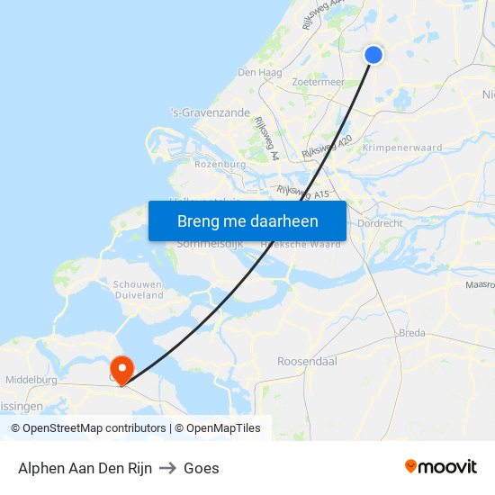 Alphen Aan Den Rijn to Goes map