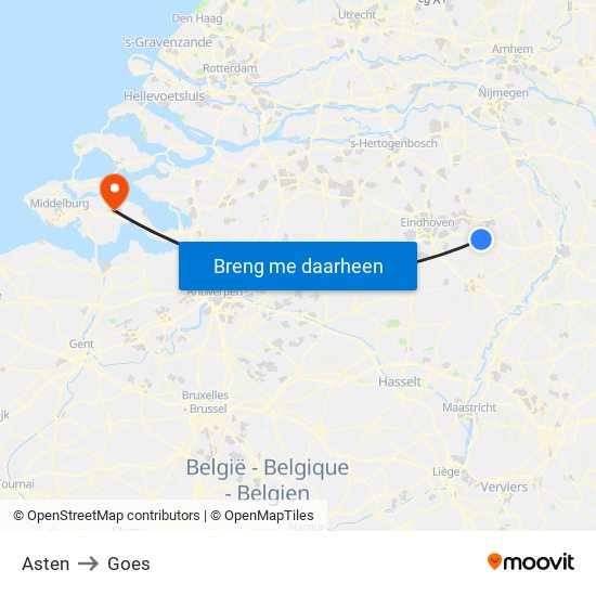 Asten to Goes map
