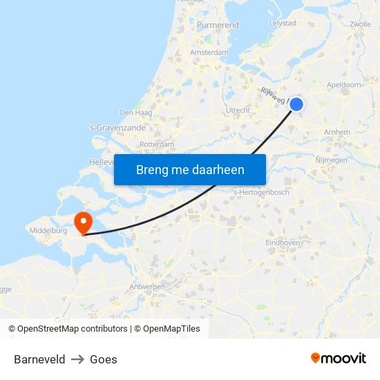 Barneveld to Goes map