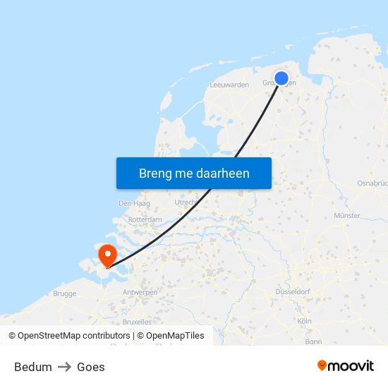 Bedum to Goes map