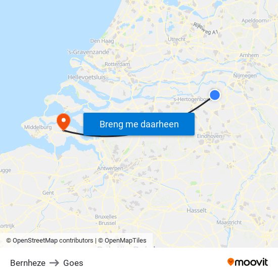 Bernheze to Goes map