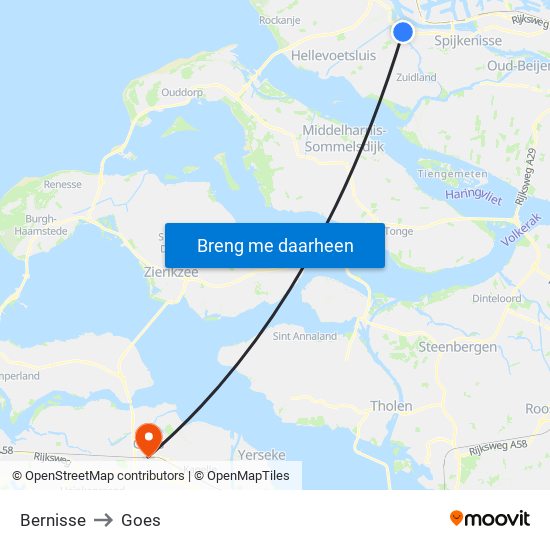 Bernisse to Goes map