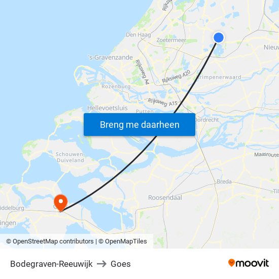 Bodegraven-Reeuwijk to Goes map