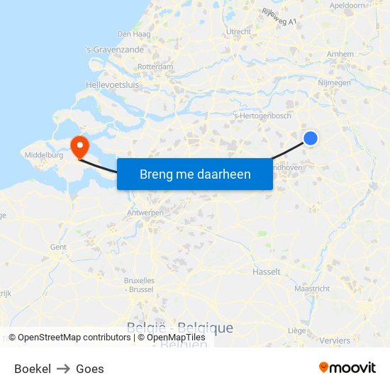 Boekel to Goes map