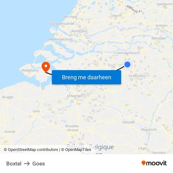 Boxtel to Goes map