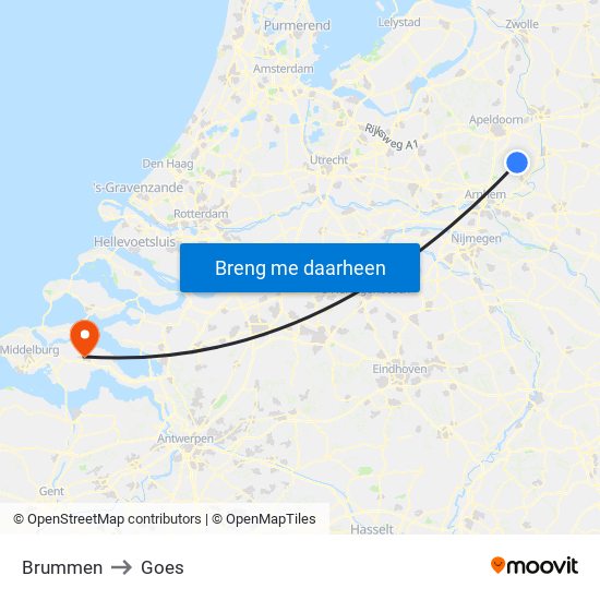 Brummen to Goes map