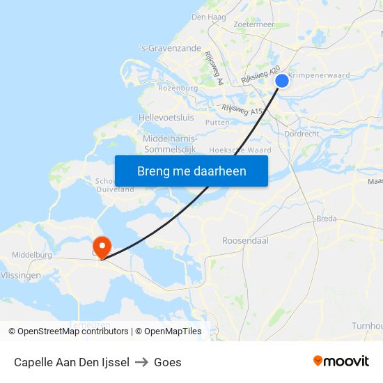 Capelle Aan Den Ijssel to Goes map