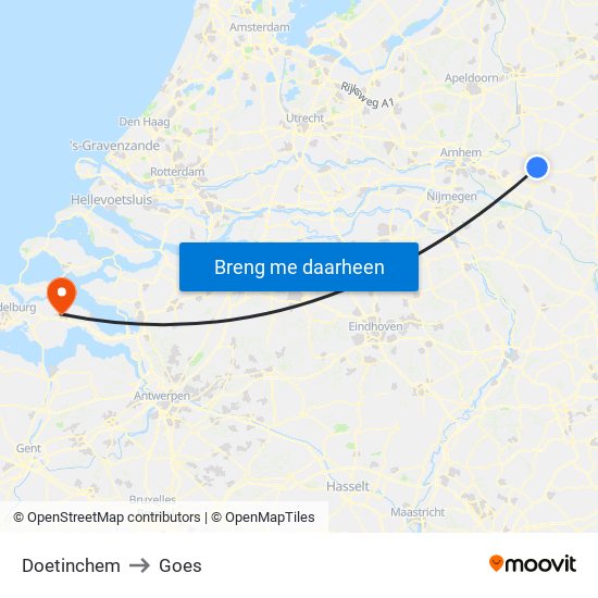 Doetinchem to Goes map