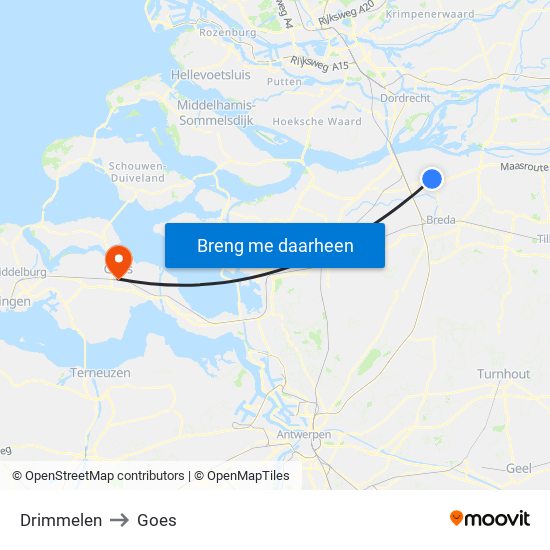 Drimmelen to Goes map