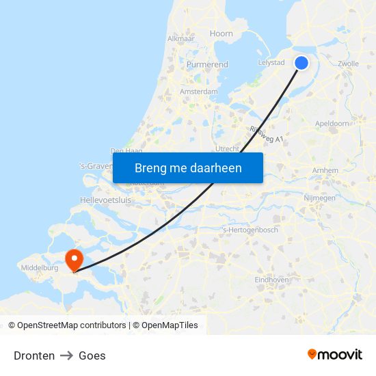 Dronten to Goes map