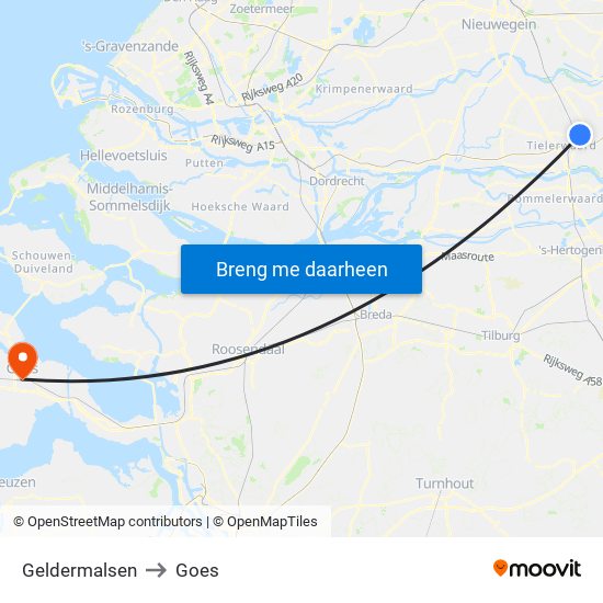 Geldermalsen to Goes map