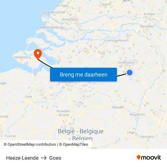 Heeze-Leende to Goes map