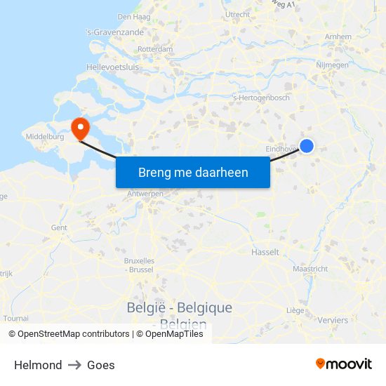 Helmond to Goes map