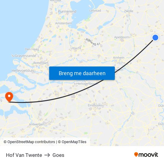 Hof Van Twente to Goes map