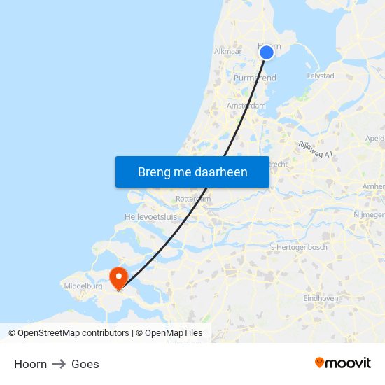 Hoorn to Goes map