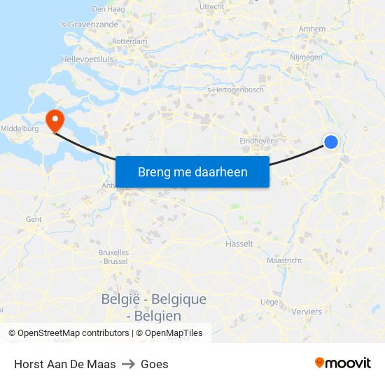 Horst Aan De Maas to Goes map