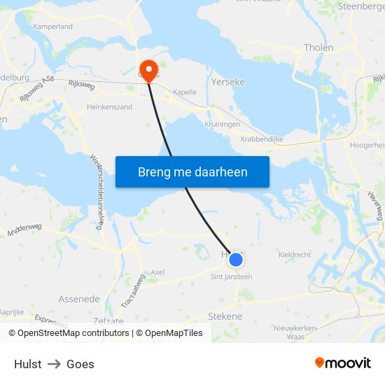 Hulst to Goes map