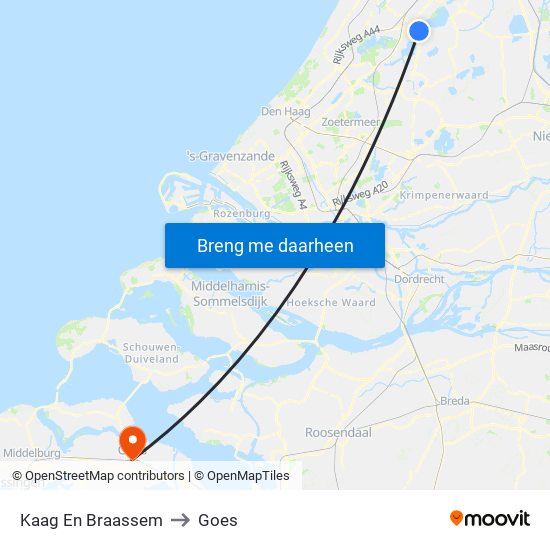 Kaag En Braassem to Goes map