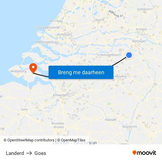 Landerd to Goes map