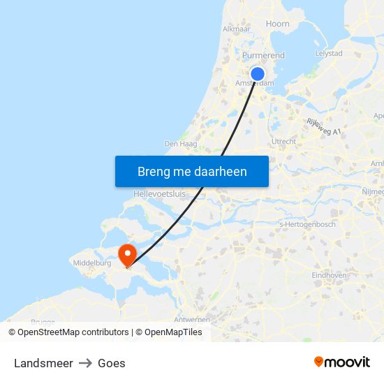 Landsmeer to Goes map