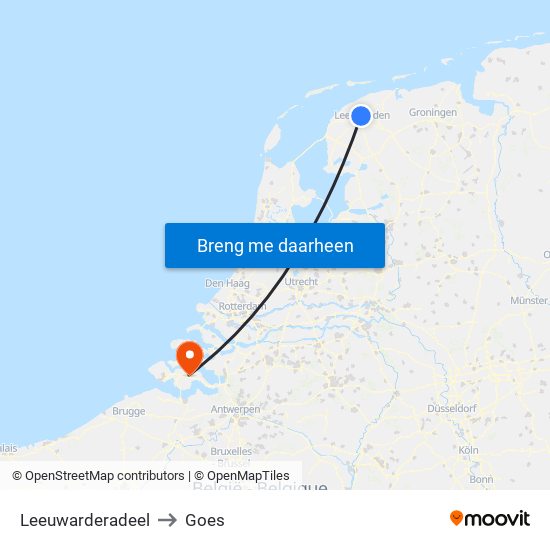 Leeuwarderadeel to Goes map