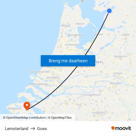 Lemsterland to Goes map